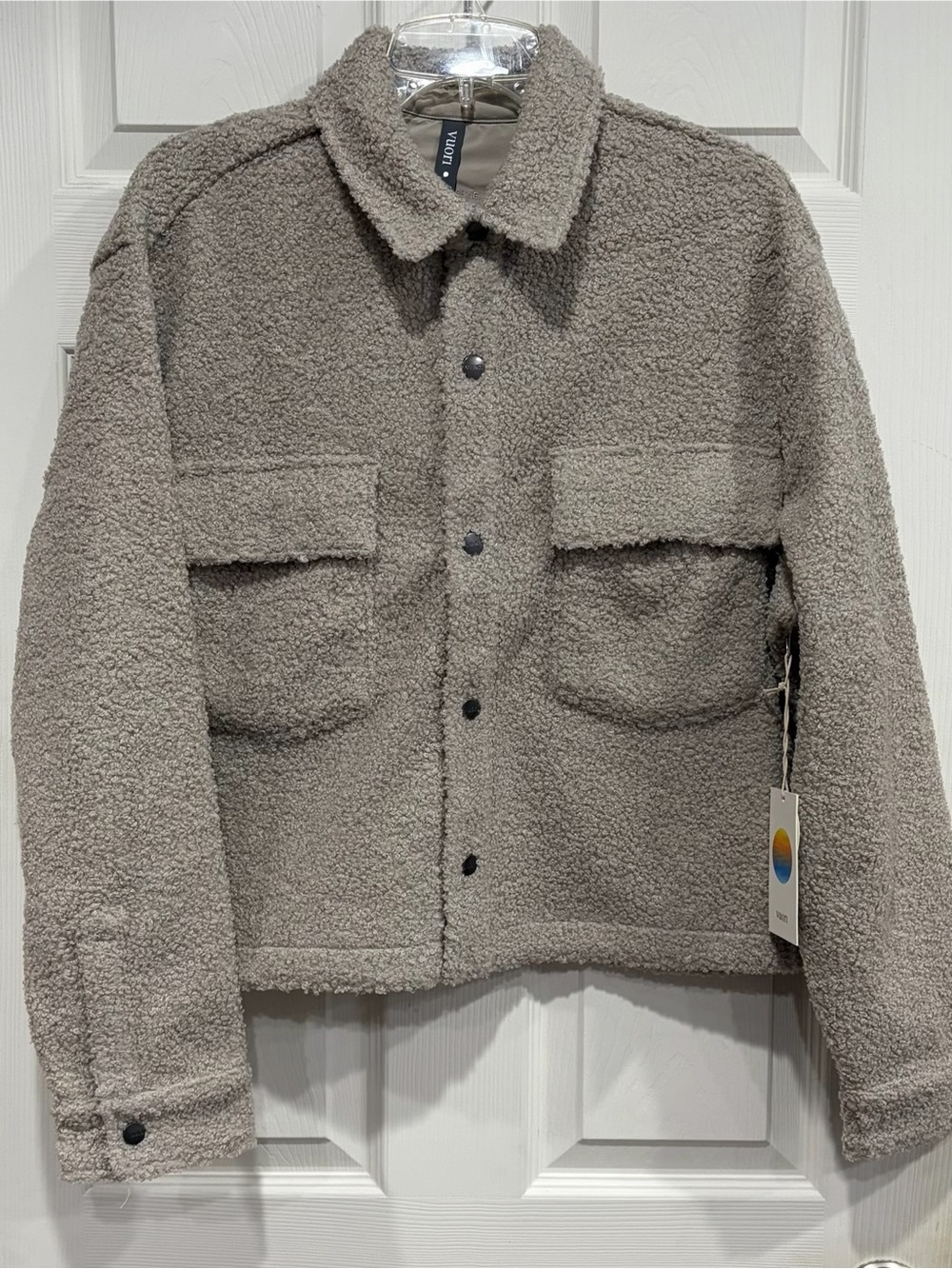 Vuori Women's Large Sycamore Short Shirt Jacket Grey Cream NWT Cozy Layering